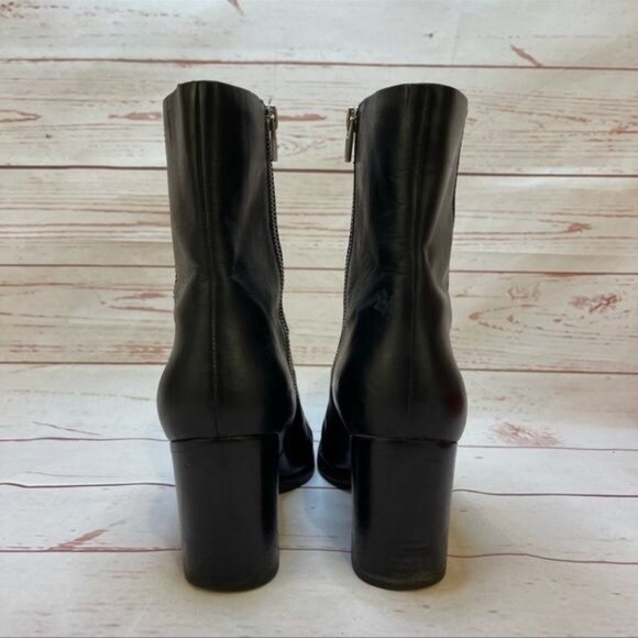Alexander Wang Black Leather Block Heel Ankle Bootie Sz 39 US 9 - Picture 5 of 9